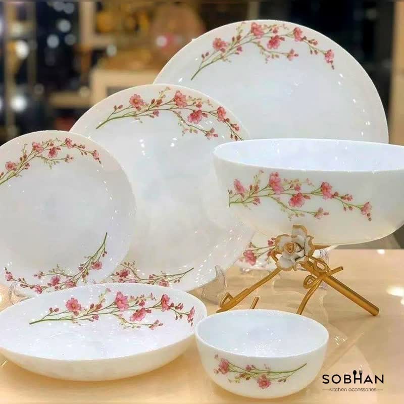 سرویس ۲۶ پارچه گرد کلاسیک آرکوپال مدل بهار صورتی